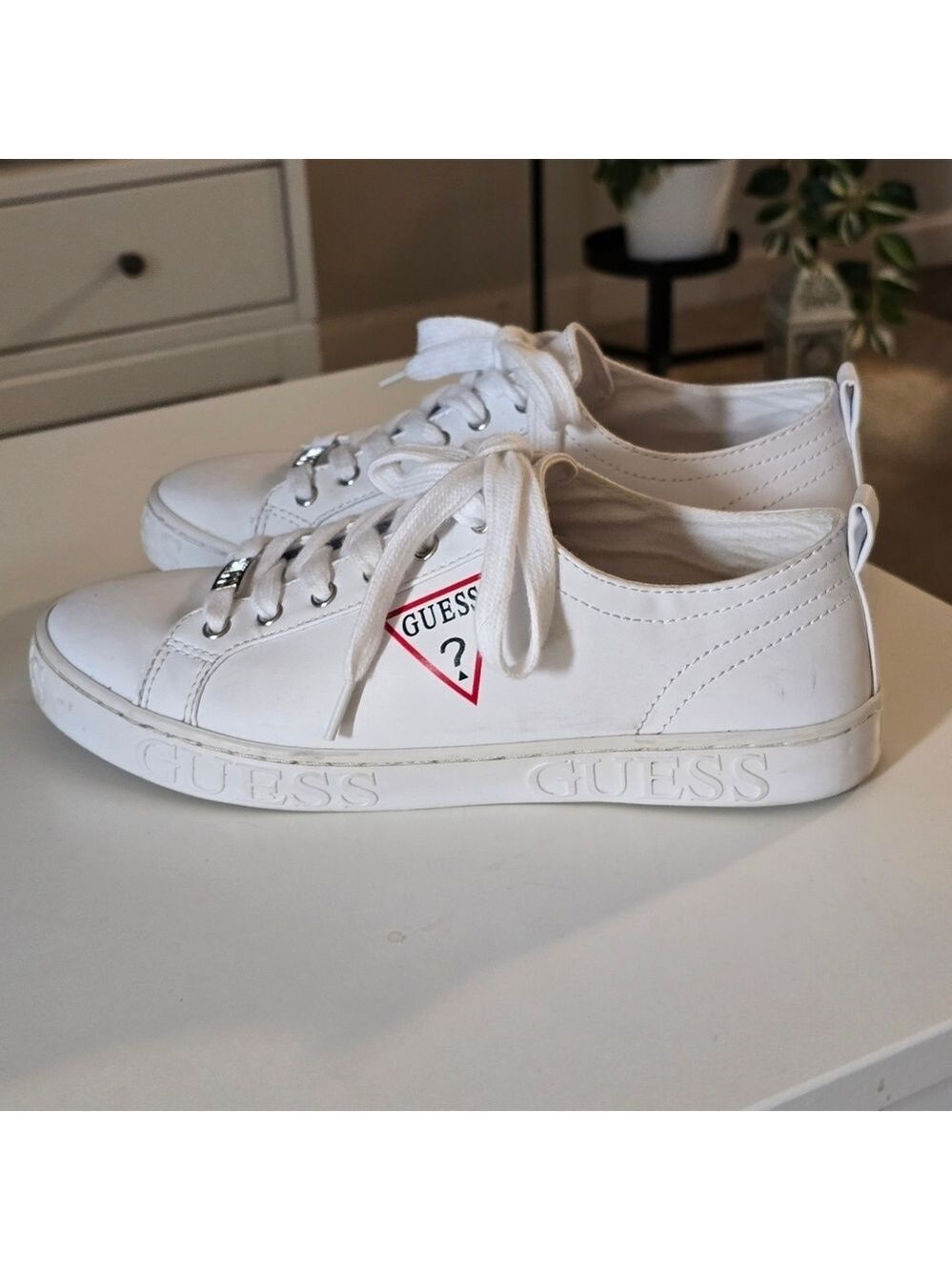 Guess Classic White Lace-Up Sneakers